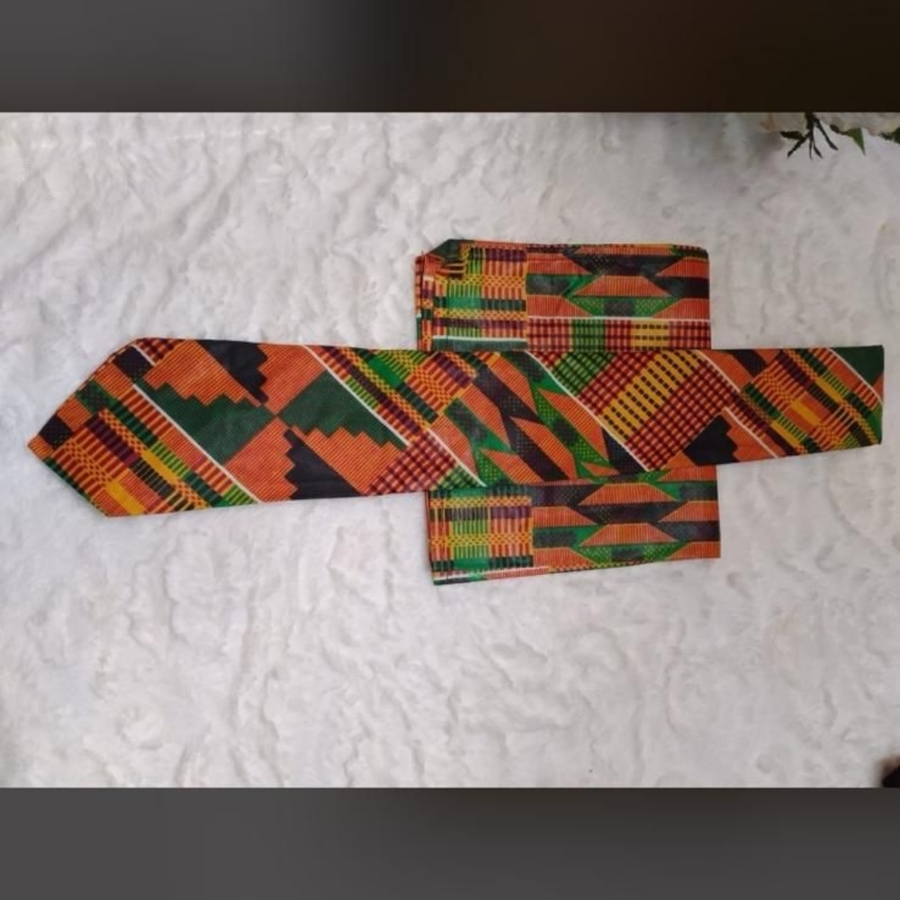 African Kente necktie set.